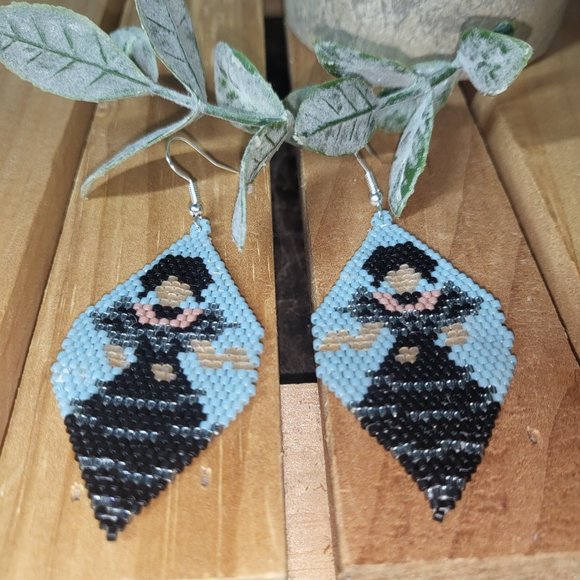 Handmade Goth Girl, Wednesday, Dancing With My Hands Beaded Earrings #2 - Picture 6 of 6